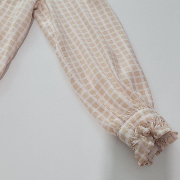 CLEO WOMEN PETER PAN COLLAR GINGHAM PULLOVER LONG SLEEVE BLOUSE - Picture 7 of 11